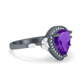 Pear Teardrop Natural Stone Leaf Style Ring