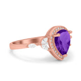 Pear Teardrop Natural Stone Leaf Style Ring