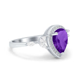 Pear Teardrop Natural Stone Leaf Style Ring