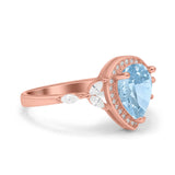 Pear Teardrop Natural Stone Leaf Style Ring