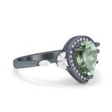 Pear Teardrop Natural Stone Leaf Style Ring