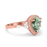 Pear Teardrop Natural Stone Leaf Style Ring