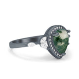 Pear Teardrop Natural Stone Leaf Style Ring
