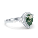 Pear Teardrop Natural Stone Leaf Style Ring