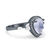 Pear Teardrop Natural Stone Leaf Style Ring