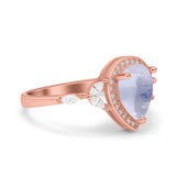 Pear Teardrop Natural Stone Leaf Style Ring