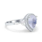 Pear Teardrop Natural Stone Leaf Style Ring