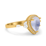 Pear Teardrop Natural Stone Leaf Style Ring