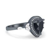 Pear Teardrop Natural Stone Leaf Style Ring