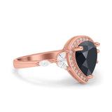 Pear Teardrop Natural Stone Leaf Style Ring