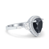 Pear Teardrop Natural Stone Leaf Style Ring