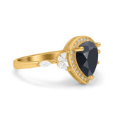 Pear Teardrop Natural Stone Leaf Style Ring