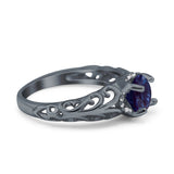Art Deco Round Natural Stone Filigree Ring