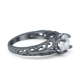 Art Deco Round Natural Stone Filigree Ring