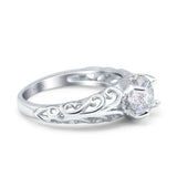 Art Deco Round Natural Stone Filigree Ring