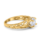 Art Deco Round Natural Stone Filigree Ring