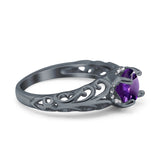 Art Deco Round Natural Stone Filigree Ring