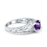 Art Deco Round Natural Stone Filigree Ring