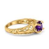 Art Deco Round Natural Stone Filigree Ring