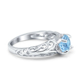 Art Deco Round Natural Stone Filigree Ring