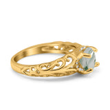 Art Deco Round Natural Stone Filigree Ring