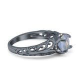 Art Deco Round Natural Stone Filigree Ring