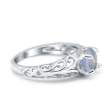 Art Deco Round Natural Stone Filigree Ring