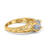 Art Deco Round Natural Stone Filigree Ring