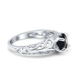 Art Deco Round Natural Stone Filigree Ring