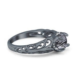 Art Deco Round Natural Stone Filigree Ring