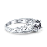 Art Deco Round Natural Stone Filigree Ring