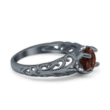 Art Deco Round Natural Stone Filigree Ring
