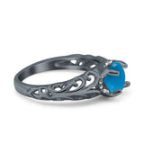 Art Deco Round Natural Stone Filigree Ring