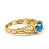 Art Deco Round Natural Stone Filigree Ring