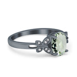 Art Deco Oval Natural Stone Butterfly Ring