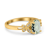 Art Deco Oval Natural Stone Butterfly Ring