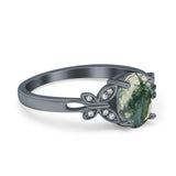 Art Deco Oval Natural Stone Butterfly Ring