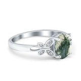 Art Deco Oval Natural Stone Butterfly Ring