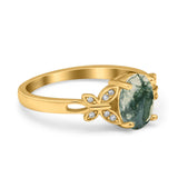 Art Deco Oval Natural Stone Butterfly Ring