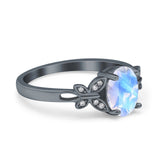 Art Deco Oval Natural Stone Butterfly Ring