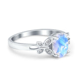 Art Deco Oval Natural Stone Butterfly Ring