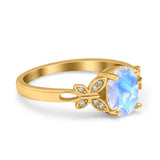 Art Deco Oval Natural Stone Butterfly Ring