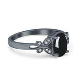 Art Deco Oval Natural Stone Butterfly Ring