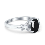 Art Deco Oval Natural Stone Butterfly Ring