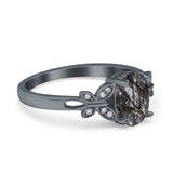 Art Deco Oval Natural Stone Butterfly Ring