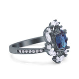 Floral Oval Natural Stone Cocktail Ring