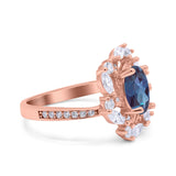 Floral Oval Natural Stone Cocktail Ring