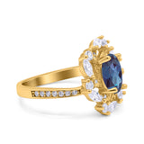 Floral Oval Natural Stone Cocktail Ring