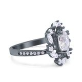 Floral Oval Natural Stone Cocktail Ring