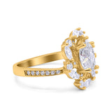 Floral Oval Natural Stone Cocktail Ring